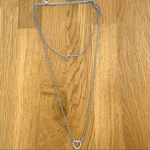 Cute layered silver heart necklace.